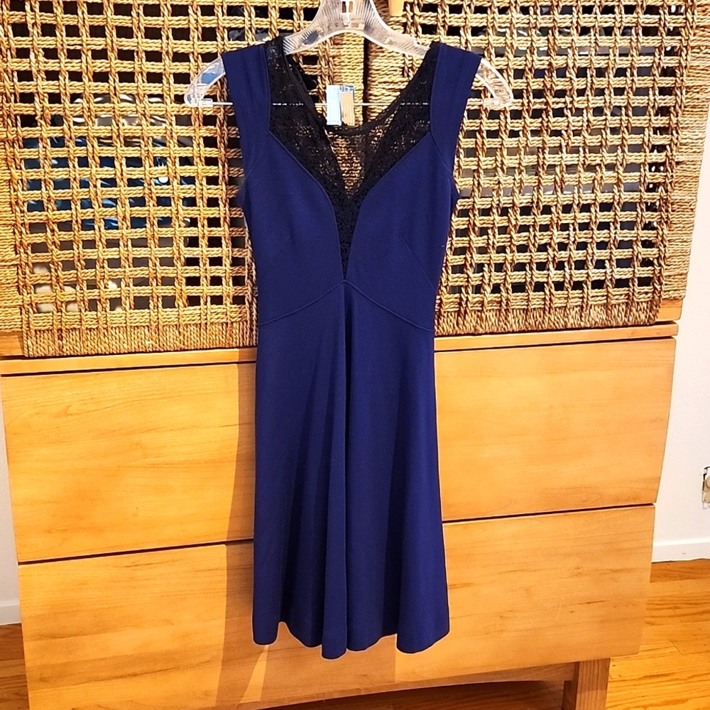 French connection sleeveless navy blue dress, size 0